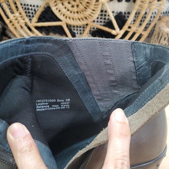 Dansko Faith Stud Wedge Ankle Boots Womens 7.5-8/38 Leather Brown Gore Comfort - Picture 15 of 16